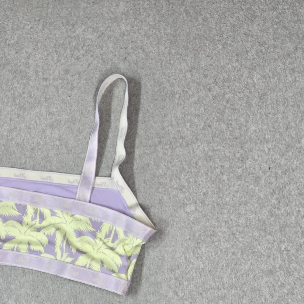 PINK Victoria's Secret Women Bra Large Purple Floral Bralette Wireless Strap